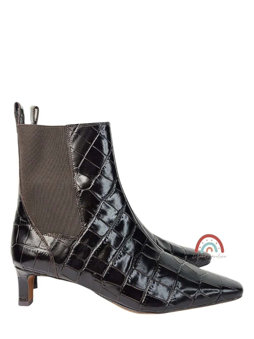 New! Madewell The Dimes Chelsea Boot in Embossed Croc Leather Coffee Bean
